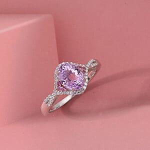 D'Joy AAAA Patroke Kunzite and Multi Gemstone 2.85 ctw Blush Infinity Crown Ring in Rhodium Over Sterling Silver (Size 10.0) (Del. in 8-10 Days)