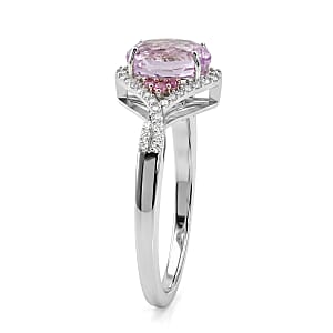 D'Joy AAAA Patroke Kunzite and Multi Gemstone 2.85 ctw Blush Infinity Crown Ring in Rhodium Over Sterling Silver (Size 10.0) (Del. in 8-10 Days)