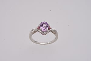 D'Joy AAAA Patroke Kunzite and Multi Gemstone 2.85 ctw Blush Infinity Crown Ring in Rhodium Over Sterling Silver (Size 6.0)