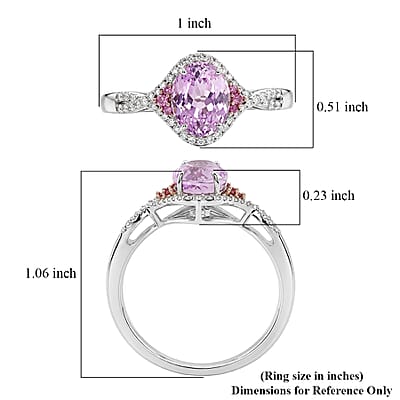 D'Joy AAAA Patroke Kunzite and Multi Gemstone 2.85 ctw Blush Infinity Crown Ring in Rhodium Over Sterling Silver (Size 7.0)