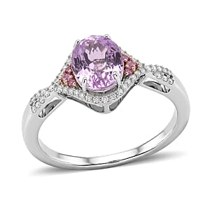 D'Joy AAAA Patroke Kunzite and Multi Gemstone 2.85 ctw Blush Infinity Crown Ring in Rhodium Over Sterling Silver (Size 9.0)
