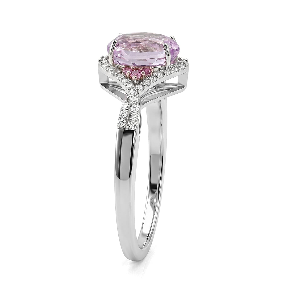 D'Joy AAAA Patroke Kunzite and Multi Gemstone 2.85 ctw Blush Infinity Crown Ring in Rhodium Over Sterling Silver (Size 9.0) image number 3