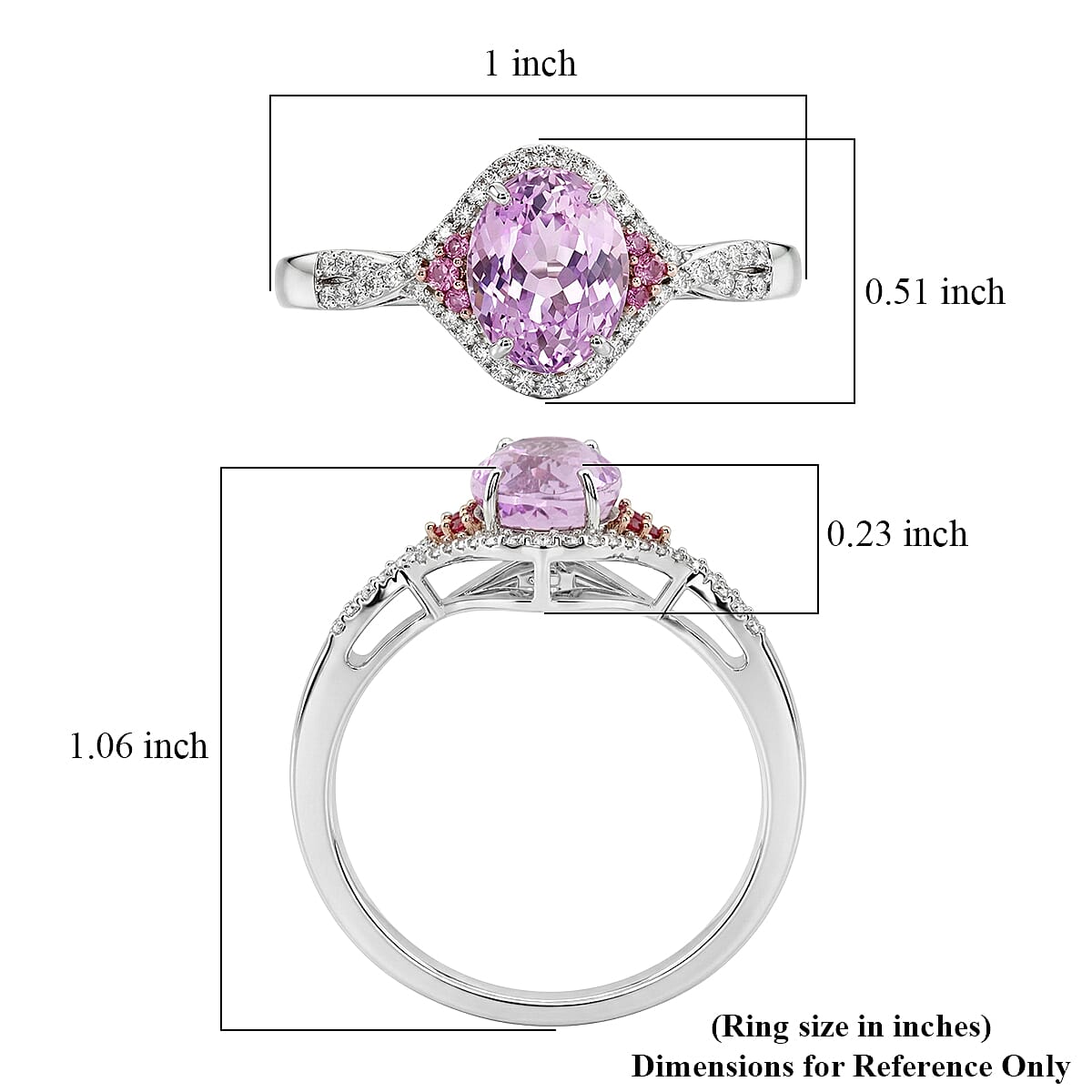 D'Joy AAAA Patroke Kunzite and Multi Gemstone 2.85 ctw Blush Infinity Crown Ring in Rhodium Over Sterling Silver (Size 9.0) image number 5