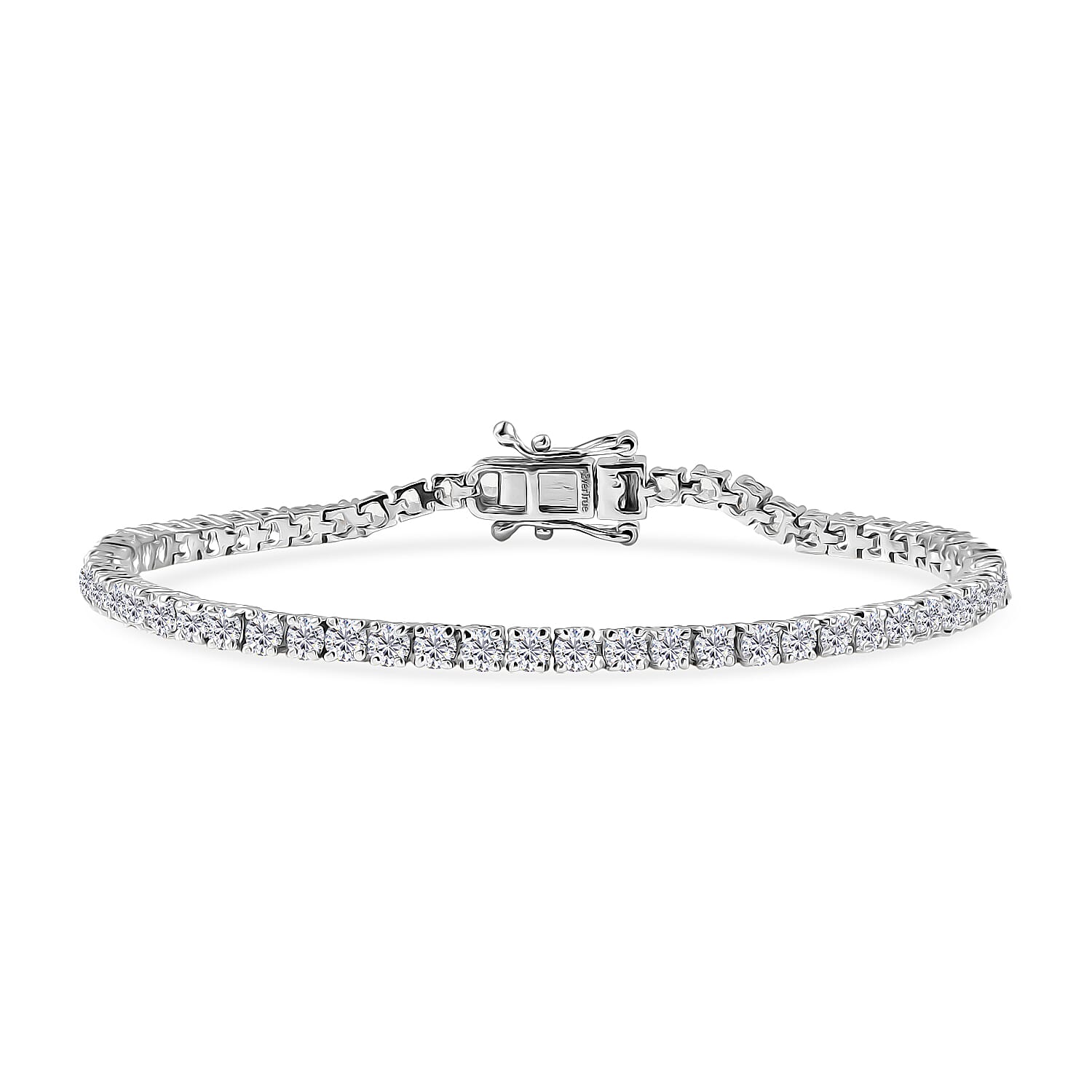 EverTrue Lab Created White Sapphire 6.75 ctw Royal Elegance Bracelet in Platinum Bond (7.25 In)