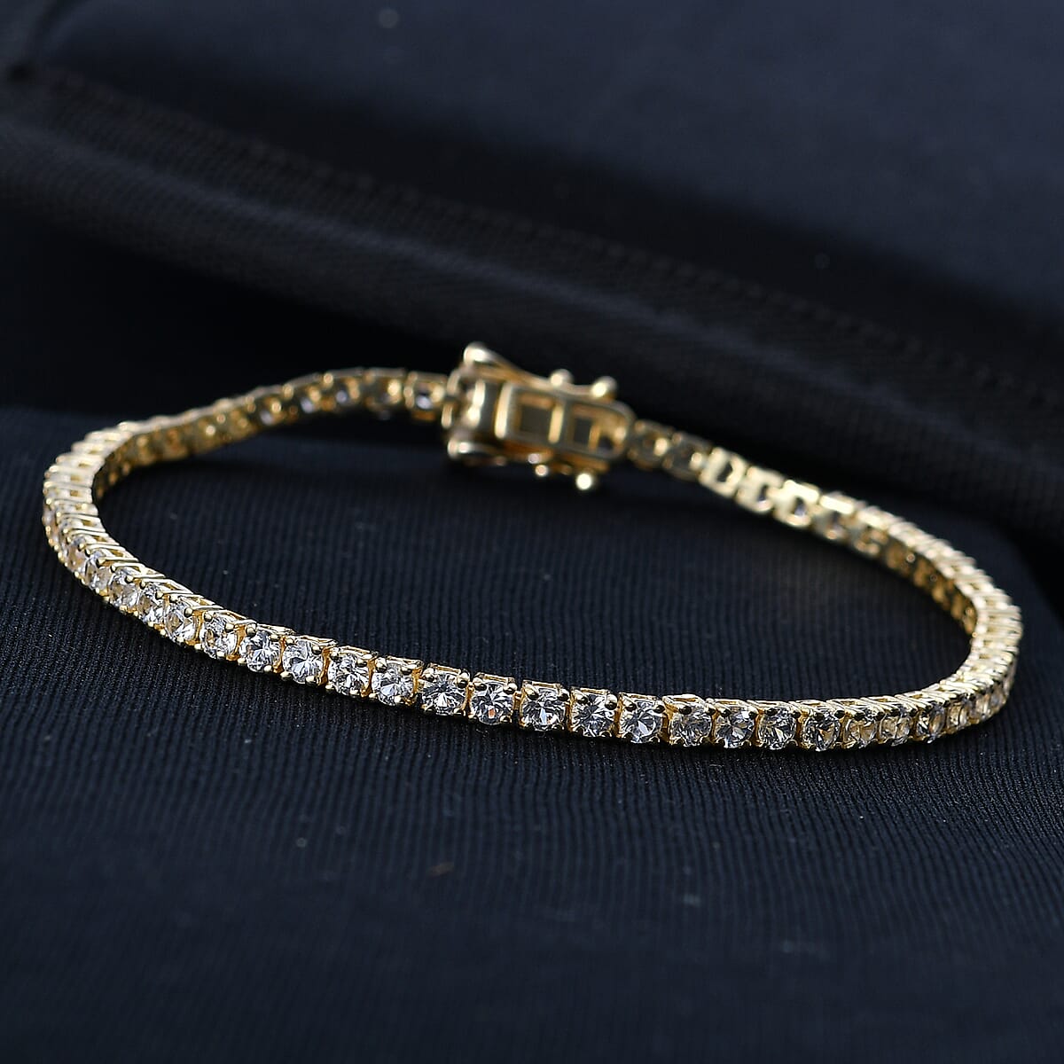 EverTrue Lab Created White Sapphire 6.75 ctw Royal Elegance Bracelet in 18K YG Plated (7.25 In) image number 1