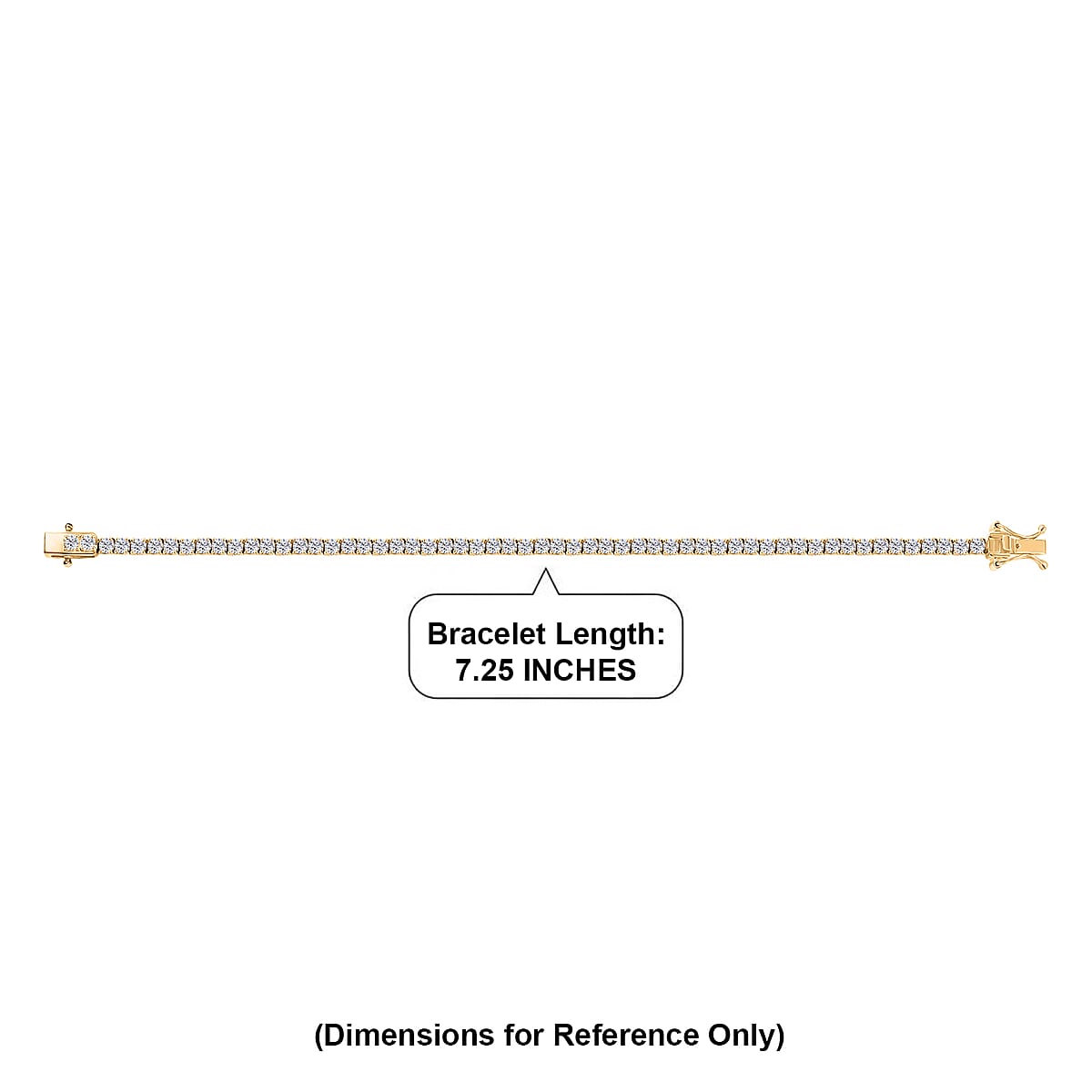 EverTrue Lab Created White Sapphire 6.75 ctw Royal Elegance Bracelet in 18K YG Plated (7.25 In) image number 4