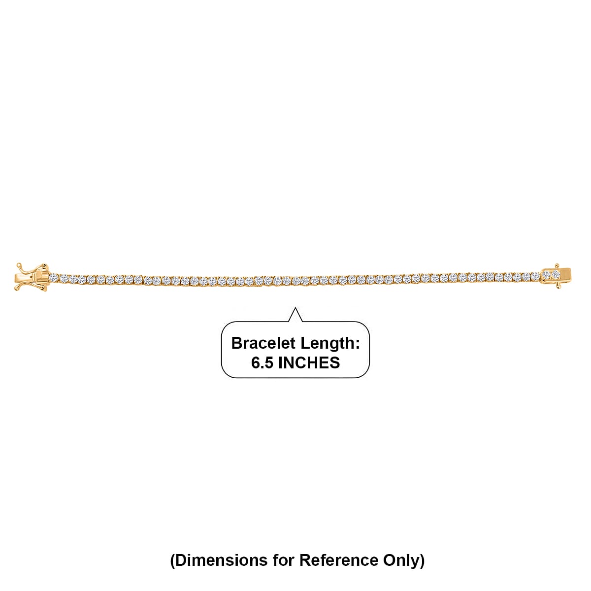 EverTrue Lab Created White Sapphire 6.30 ctw Royal Elegance Bracelet in 18K YG Plated (6.50 In) image number 4