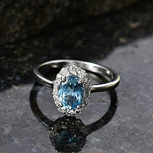 Certified & Appraised Luxoro AAA Santamaria Aquamarine and White Diamond I2 1.30 ctw Ring in 10K White Gold (Size 10.0) (Del. In 7-10 Days)