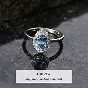 Certified & Appraised Luxoro AAA Santa Maria Aquamarine and White Diamond I2 1.30 ctw Ring in 10K White Gold (Size  5.0)
