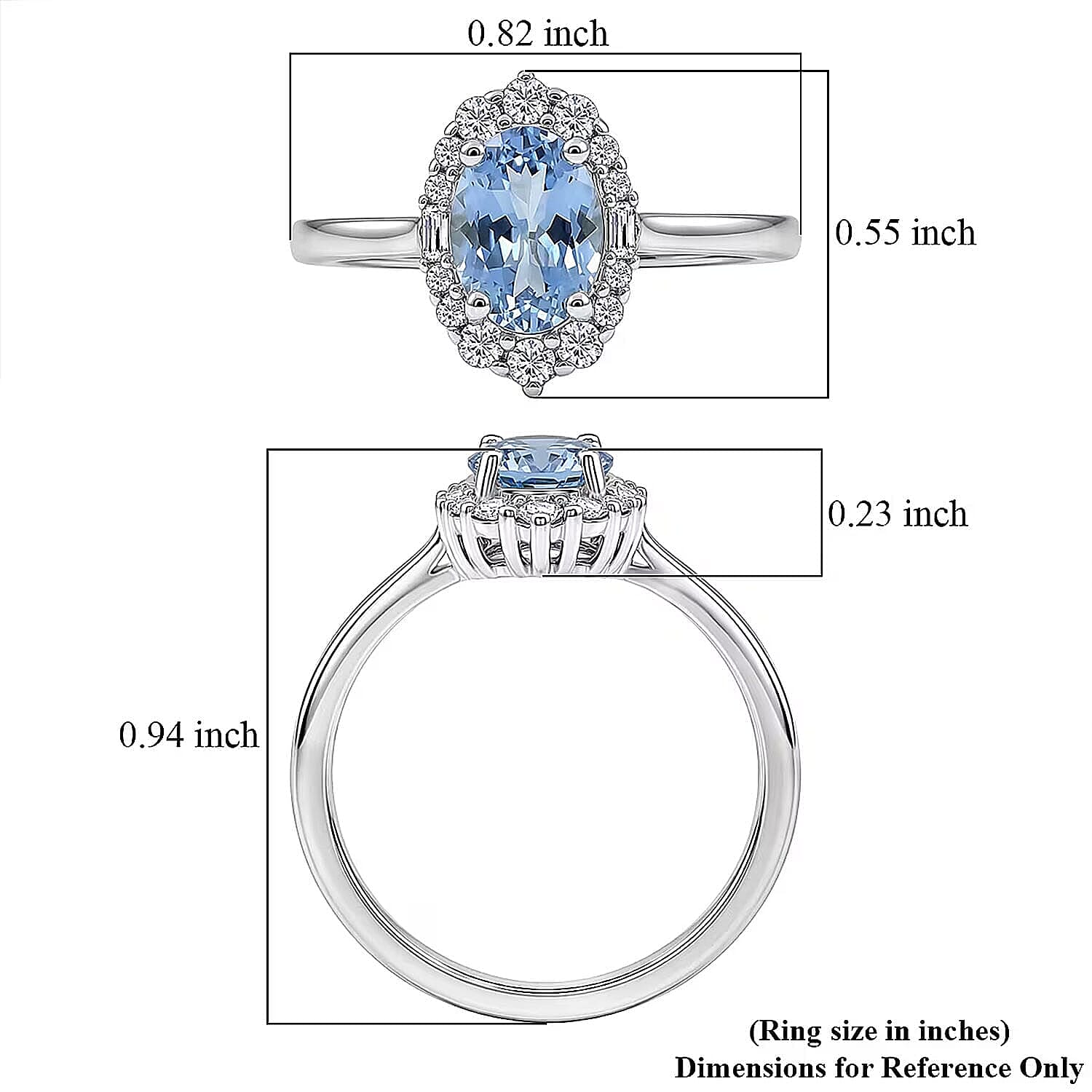 Certified & Appraised Luxoro AAA Santa Maria Aquamarine and White Diamond I2 1.30 ctw Ring in 10K White Gold (Size  5.0)