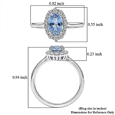 Certified & Appraised Luxoro AAA Santa Maria Aquamarine and White Diamond I2 1.30 ctw Ring in 10K White Gold (Size  5.0)