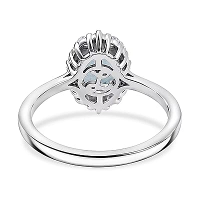 Certified & Appraised Luxoro AAA Santa Maria Aquamarine and White Diamond I2 1.30 ctw Ring in 10K White Gold (Size  5.0)