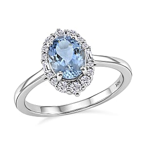 Certified & Appraised Luxoro AAA Santa Maria Aquamarine and White Diamond I2 1.30 ctw Ring in 10K White Gold (Size 6.0)
