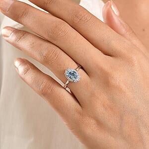 Certified & Appraised Luxoro AAA Santa Maria Aquamarine and White Diamond I2 1.30 ctw Ring in 10K White Gold (Size 6.0)