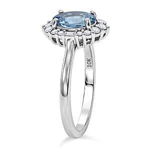 Certified & Appraised Luxoro AAA Santa Maria Aquamarine and White Diamond I2 1.30 ctw Ring in 10K White Gold (Size 6.0)