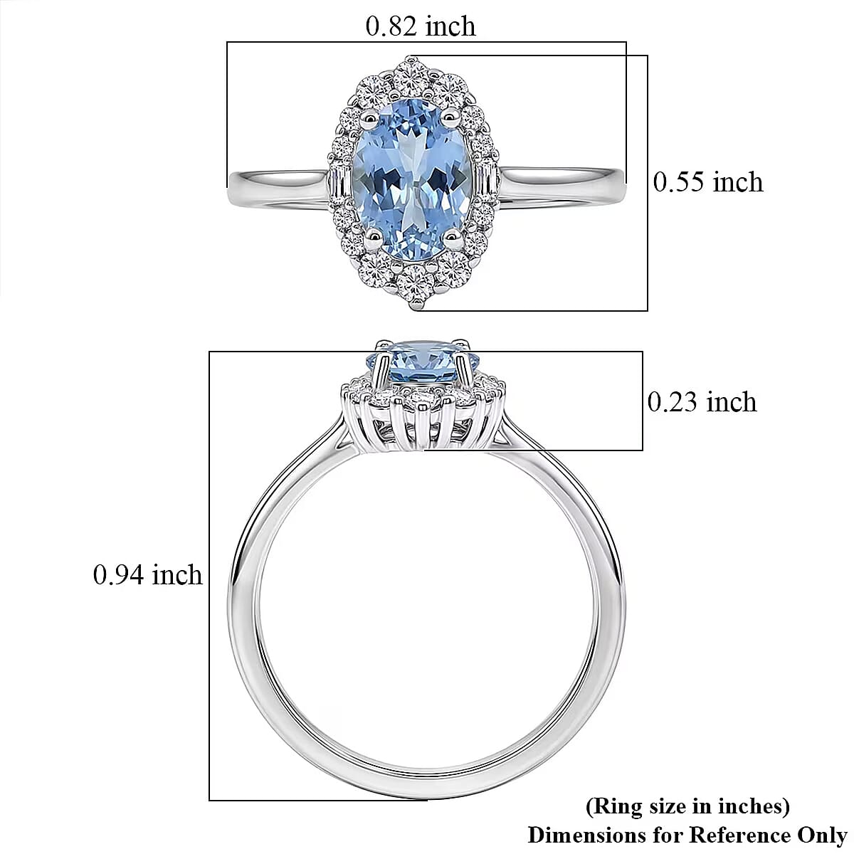 Certified & Appraised Luxoro AAA Santa Maria Aquamarine and White Diamond I2 1.30 ctw Ring in 10K White Gold (Size  8.0) image number 5