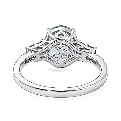 Certified & Appraised Luxoro AAA Santa Maria Aquamarine, Ceylon Sapphire and Diamond I2 2.80 ctw Ring in 10K White Gold (Size 5.0)