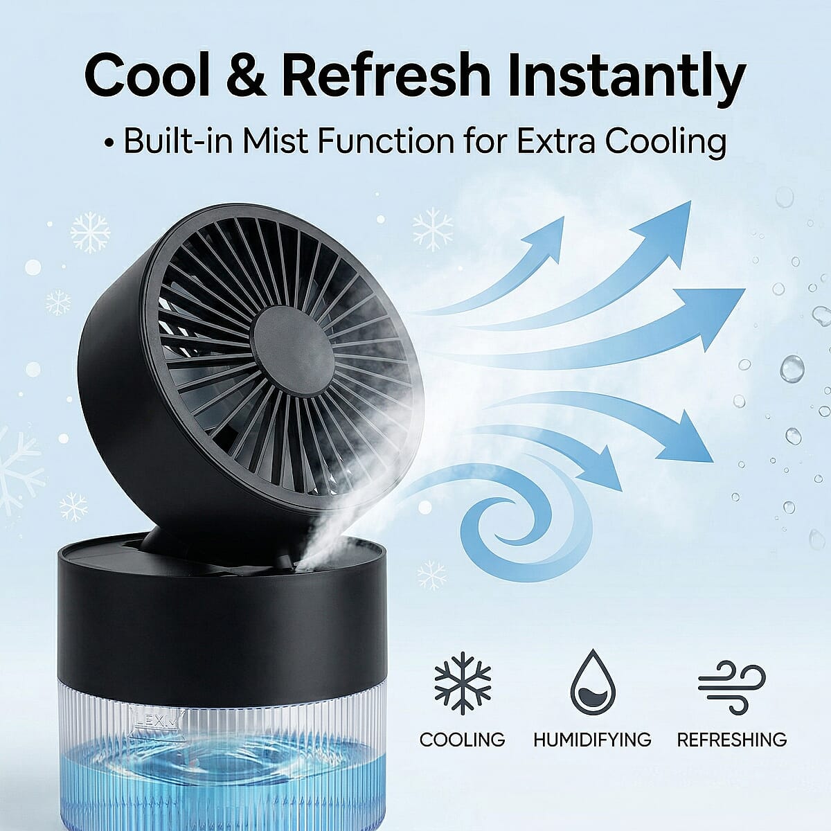 Closeout Nor-tec Desktop Mist Cooling Fan -Black image number 1