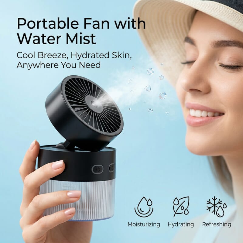 Closeout Nor-tec Desktop Mist Cooling Fan -Black