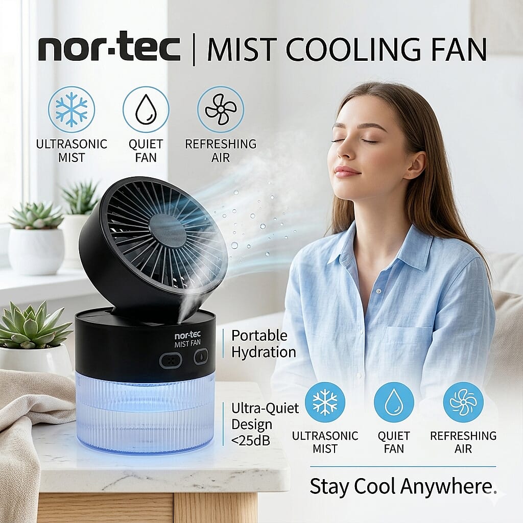 Closeout Nor-tec Desktop Mist Cooling Fan -Black