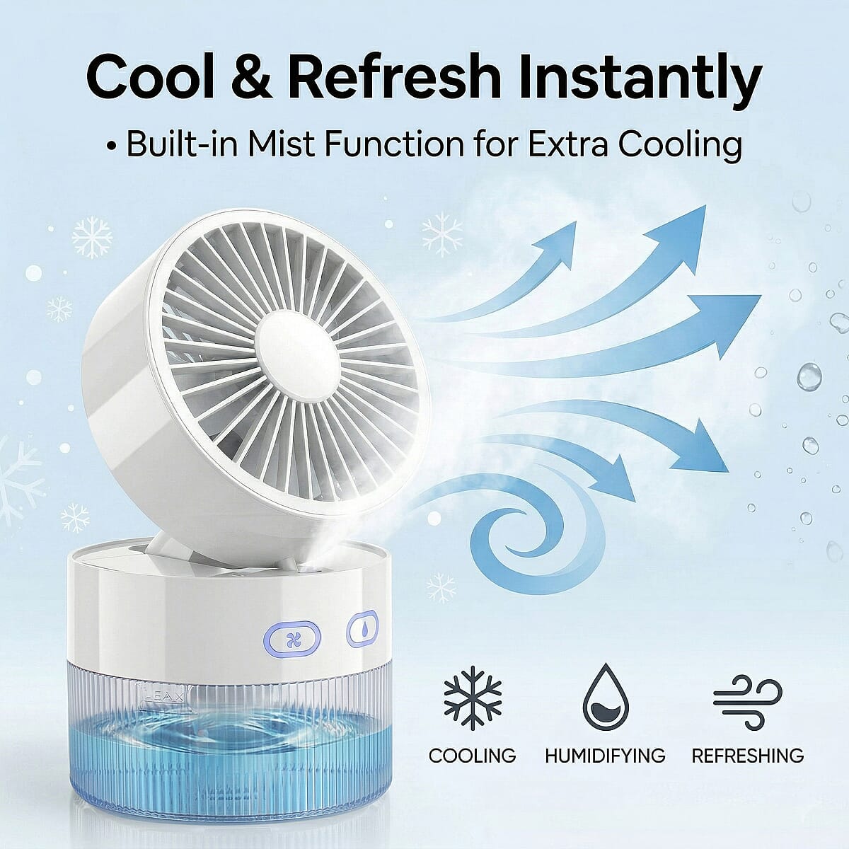 Closeout Nor-tec Desktop Mist Cooling Fan -White image number 1