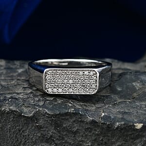 D'Joy Diamond 0.50 ctw Mens Ring in Rhodium Over Sterling Silver (Size 12.0)