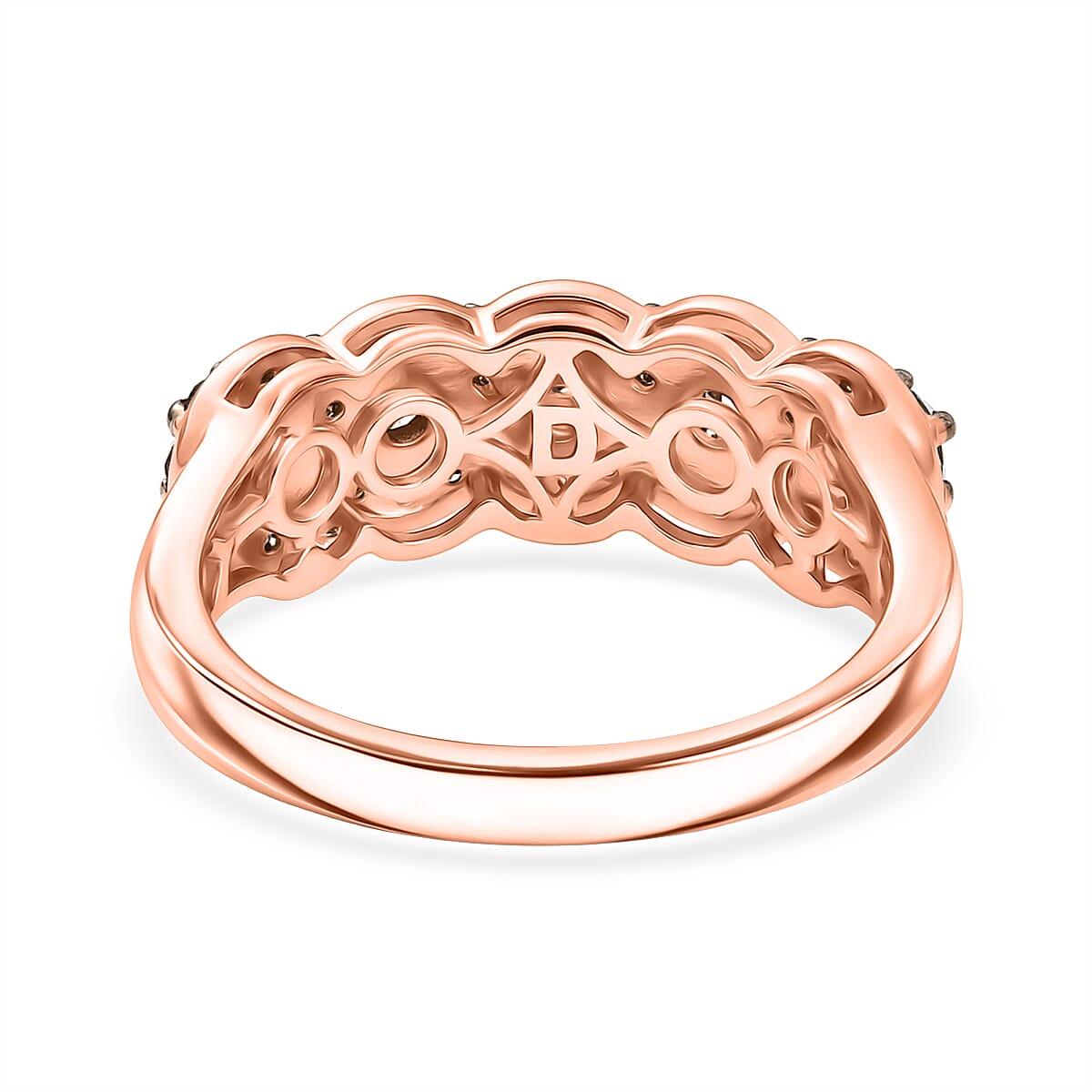 D'Joy Natural Champagne Diamond 1.00 ctw Circle of Brilliance Ring in 18K Vermeil Rose Gold Sterling Silver (Size 6.0)