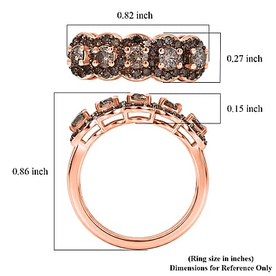 D'Joy Natural Champagne Diamond 1.00 ctw Circle of Brilliance Ring in 18K Vermeil Rose Gold Sterling Silver (Size 6.0)