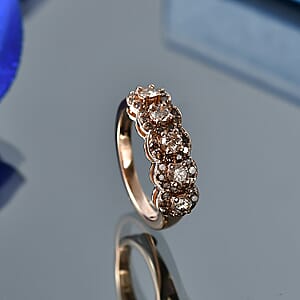 D'Joy Natural Champagne Diamond 1.00 ctw Circle of Brilliance Ring in 18K Vermeil Rose Gold Sterling Silver (Size 7.0)