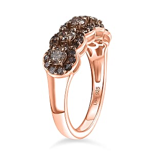 D'Joy Natural Champagne Diamond 1.00 ctw Circle of Brilliance Ring in 18K Vermeil Rose Gold Sterling Silver (Size 8.0)