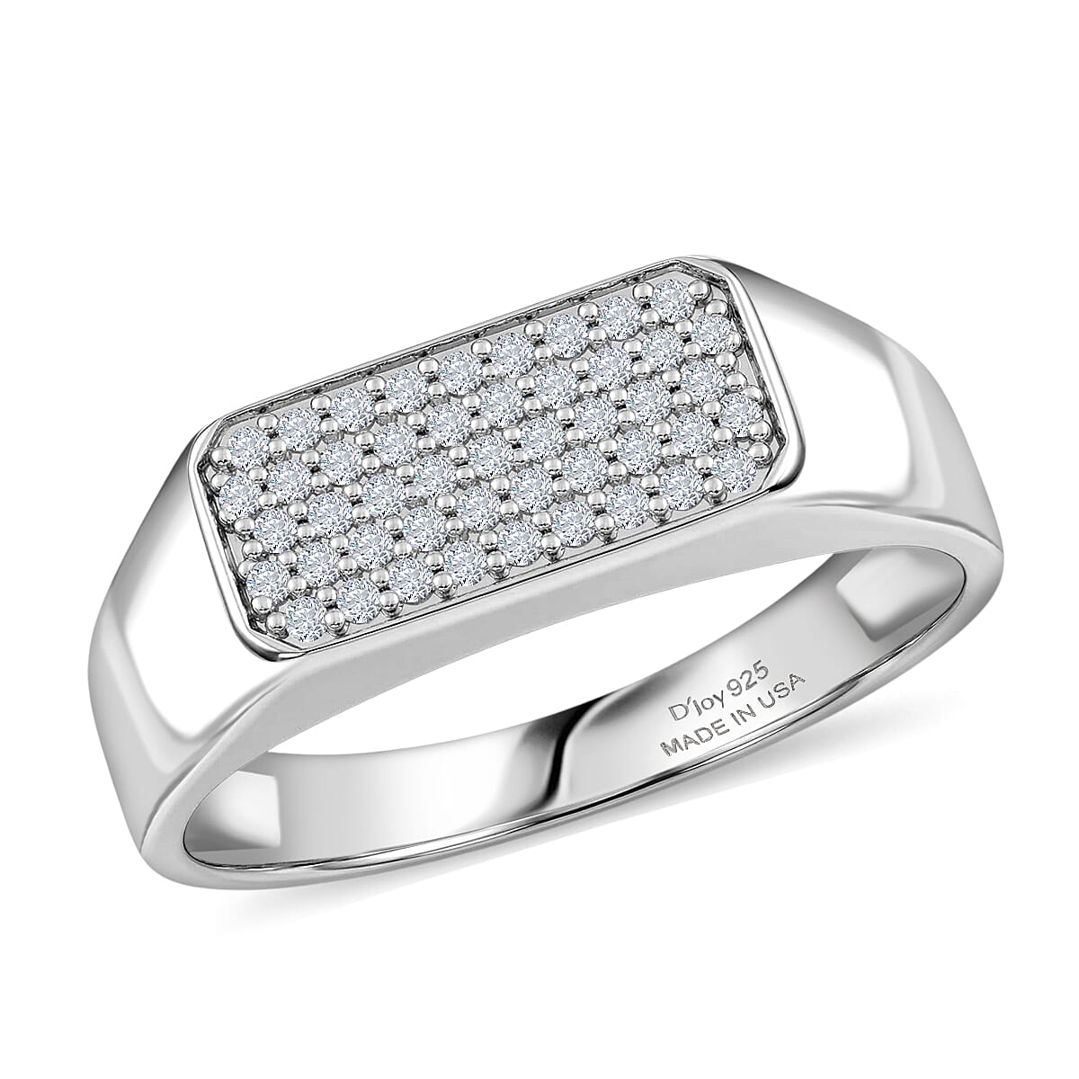 D'Joy Diamond Men's Ring in Rhodium Over Sterling Silver (Size 10.0) 0.50 ctw