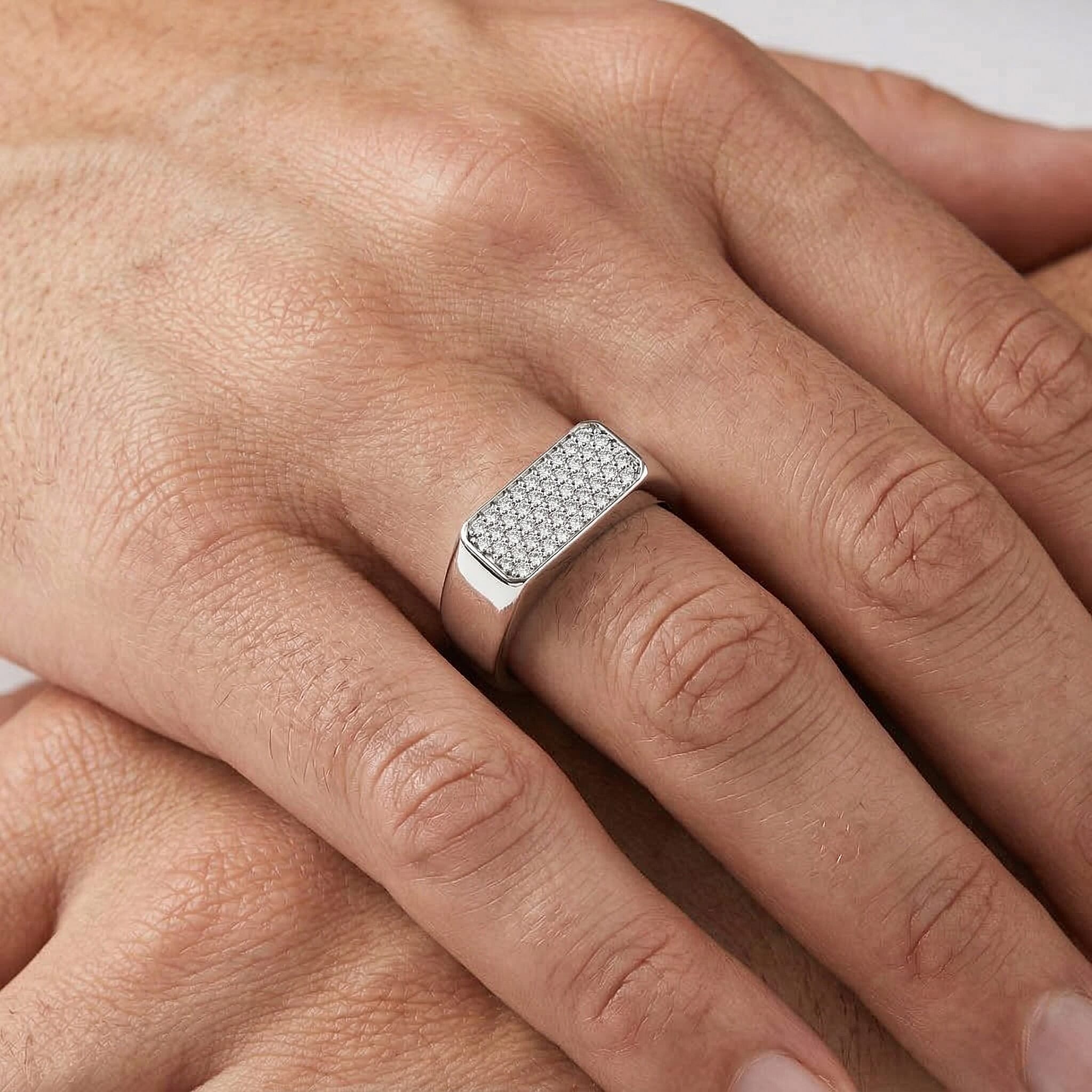 D'Joy Diamond 0.50 ctw Mens Ring in Rhodium Over Sterling Silver (Size 13.0)