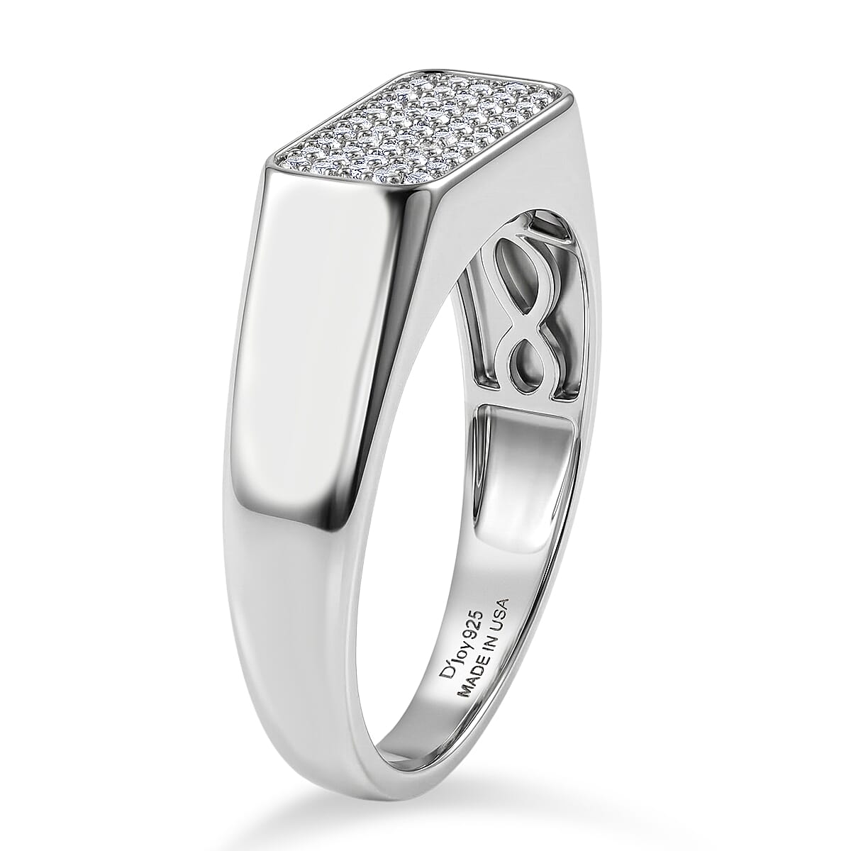 D'Joy Diamond 0.50 ctw Mens Ring in Rhodium Over Sterling Silver (Size 13.0)