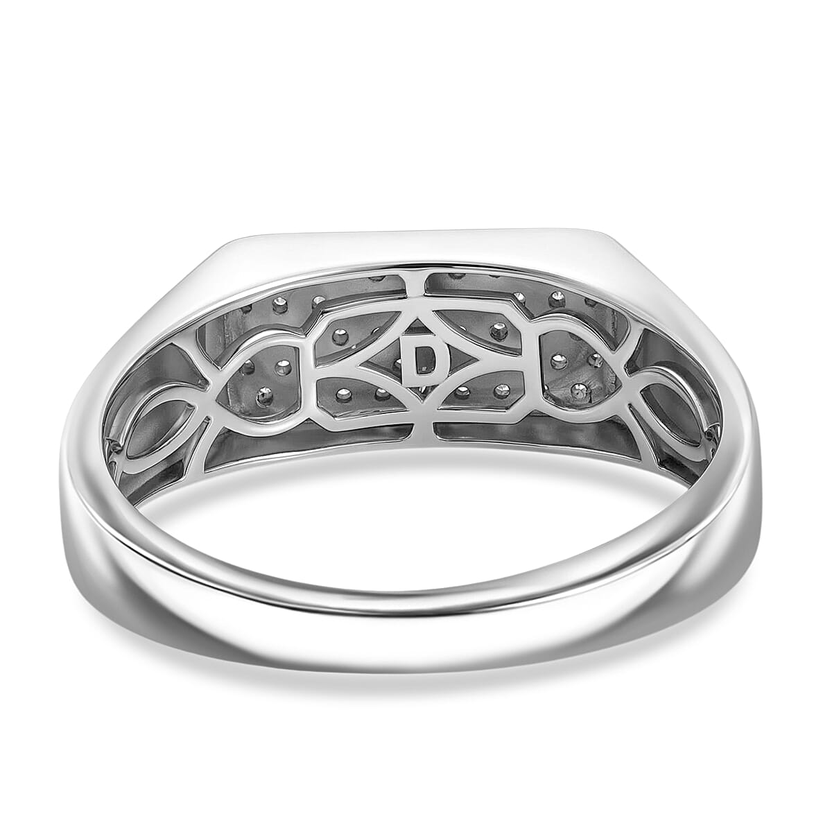 D'Joy Diamond 0.50 ctw Mens Ring in Rhodium Over Sterling Silver (Size 13.0)