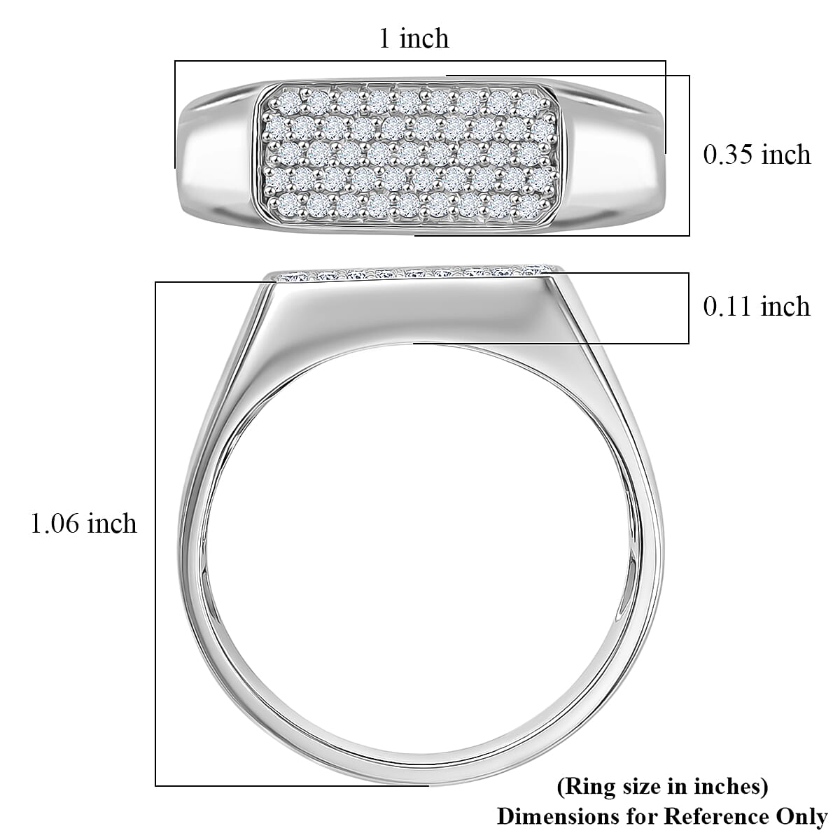 D'Joy Diamond 0.50 ctw Mens Ring in Rhodium Over Sterling Silver (Size 13.0)