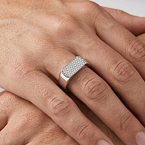 D'Joy Diamond 0.50 ctw Mens Ring in Rhodium Over Sterling Silver (Size 14.0)