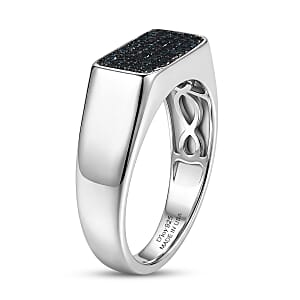 D'Joy Blue Diamond 0.50 ctw Men's Ring in Rhodium Over Sterling Silver (Size 12.0)