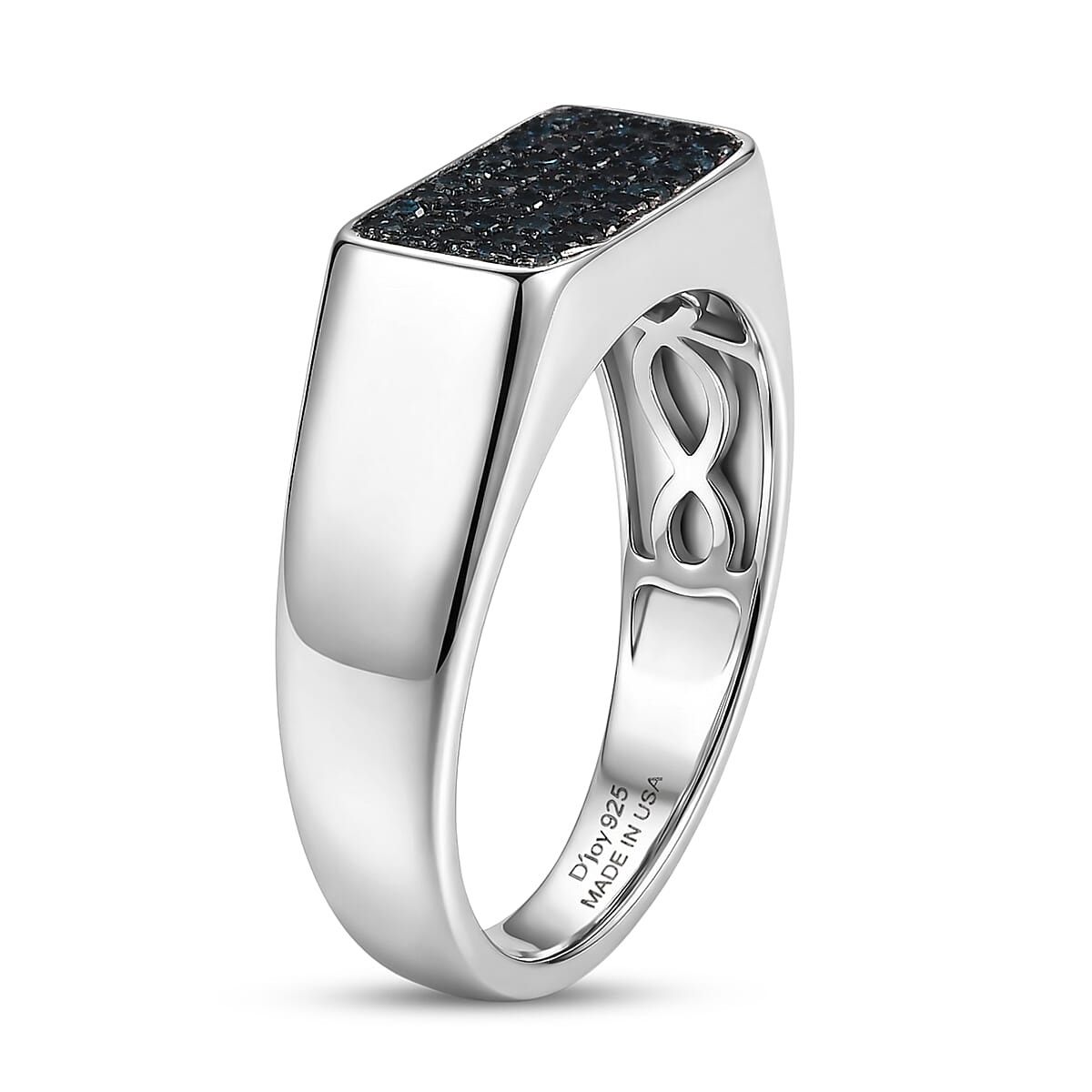 D'Joy Blue Diamond 0.50 ctw Men's Ring in Rhodium Over Sterling Silver (Size 13.0) image number 3