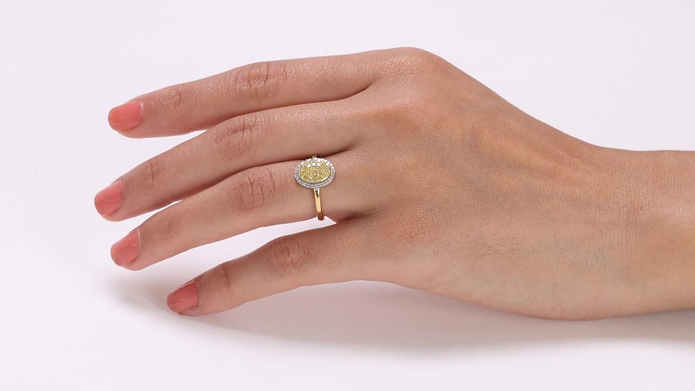 D'Joy Natural Yellow and White Diamond Cluster Ring in 18K Vermeil YG Sterling Silver (Size 10.0) 0.50 ctw