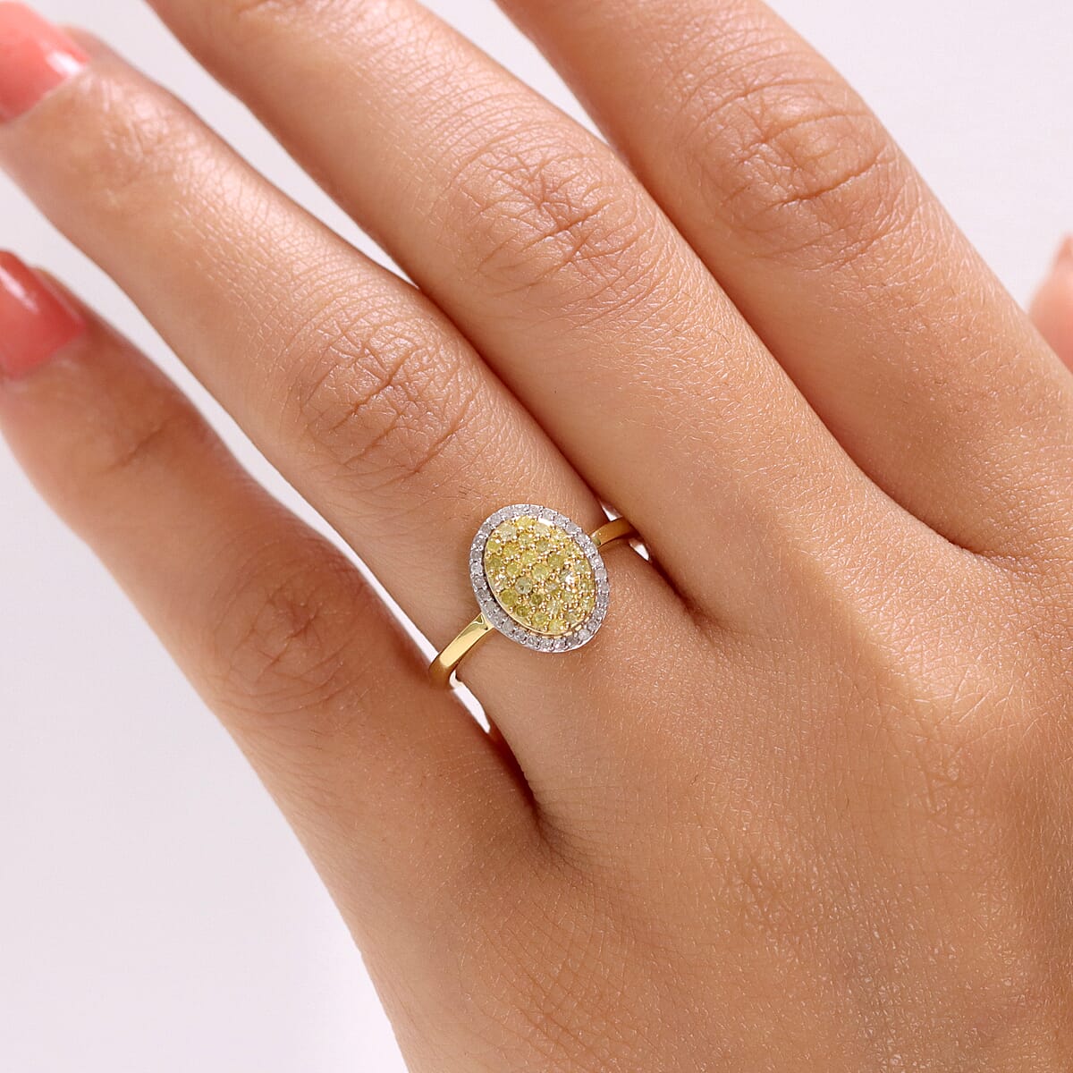 D'Joy Natural Yellow and White Diamond 0.50 ctw Sunburst Halo Ring in 18K Vermeil Yellow Gold Sterling Silver (Size 6.0)  image number 2