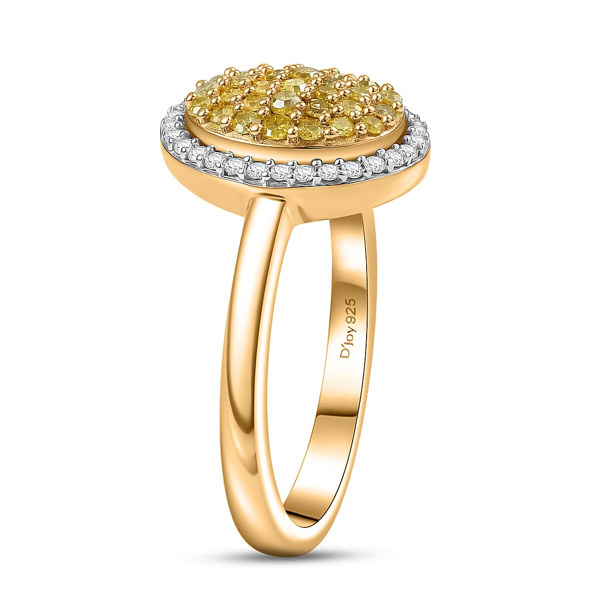 D'Joy Natural Yellow and White Diamond 0.50 ctw Sunburst Halo Ring in 18K Vermeil Yellow Gold Sterling Silver (Size 7.0)  image number 3