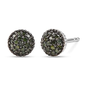 EverTrue Green Diamond 0.20 ctw Sunburst Earrings in Platinum Bond