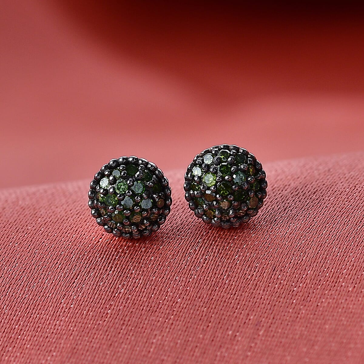 EverTrue Green Diamond 0.20 ctw Sunburst Earrings in Platinum Bond image number 1