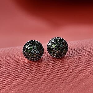 EverTrue Green Diamond 0.20 ctw Sunburst Earrings in Platinum Bond