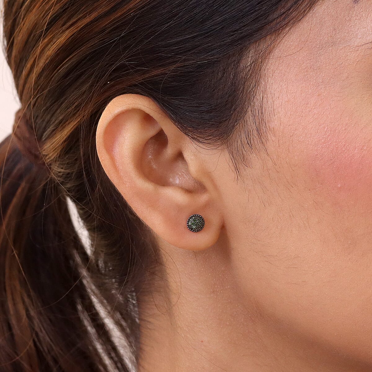 EverTrue Green Diamond 0.20 ctw Sunburst Earrings in Platinum Bond image number 2