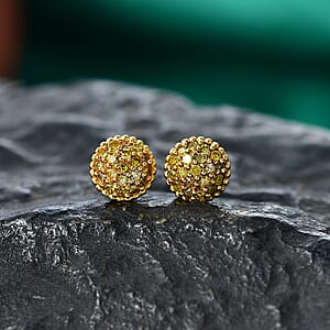 EverTrue Yellow Diamond 0.20 ctw Sunburst Earrings in Platinum Bond 
