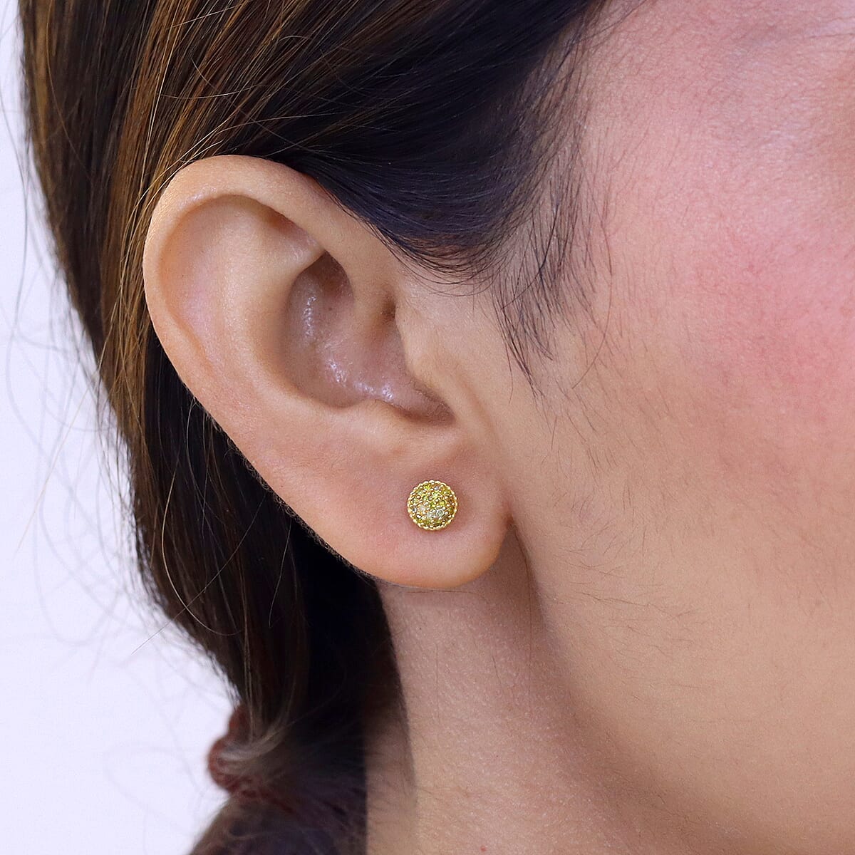 EverTrue Yellow Diamond 0.20 ctw Sunburst Earrings in Platinum Bond  image number 2