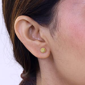 EverTrue Yellow Diamond 0.20 ctw Sunburst Earrings in Platinum Bond 