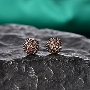 EverTrue Natural Champagne Diamond 0.20 ctw Sunburst Earrings in 18K RG Plated