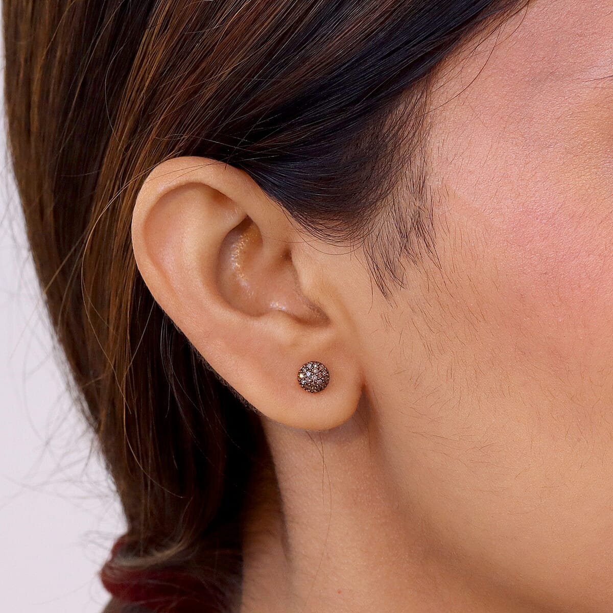 EverTrue Natural Champagne Diamond 0.20 ctw Sunburst Earrings in 18K RG Plated image number 2